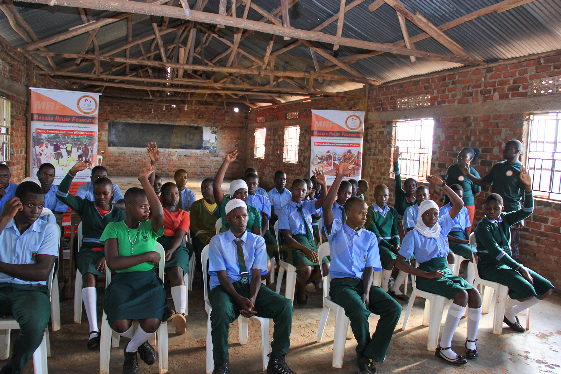 MRF indoor classroom outreach session with students